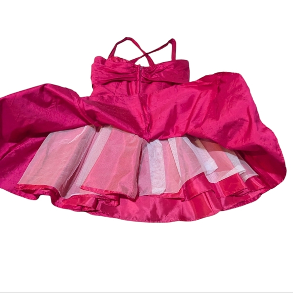 Flirtations by Alfred Anglelo Vintage Hot Pink Mini Dress Small Retro Prom - Picture 3 of 10